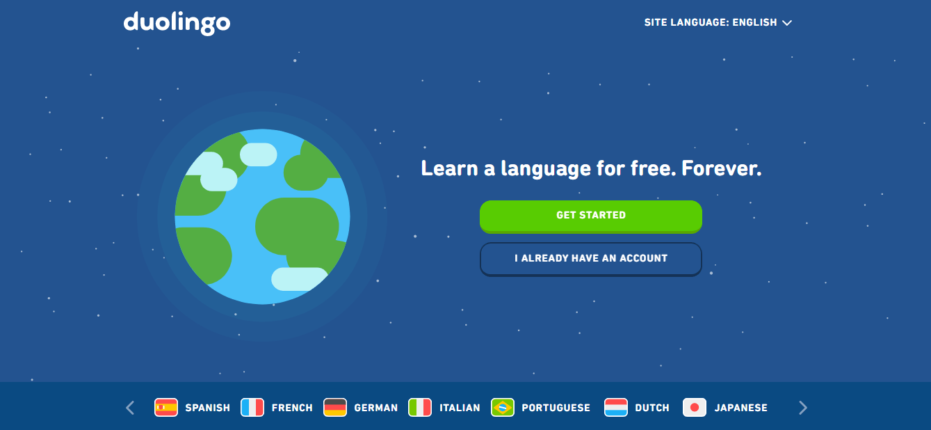 Duolingo's landing page