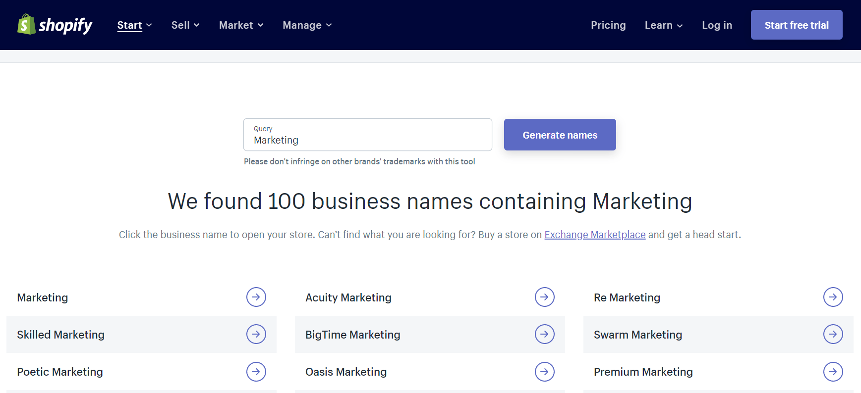 Shopify business name generator. Company name Generator.