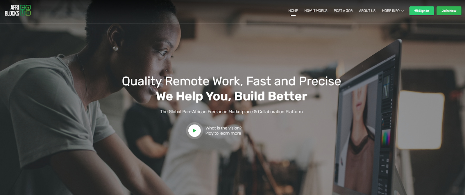 Afriblocks best video landing page