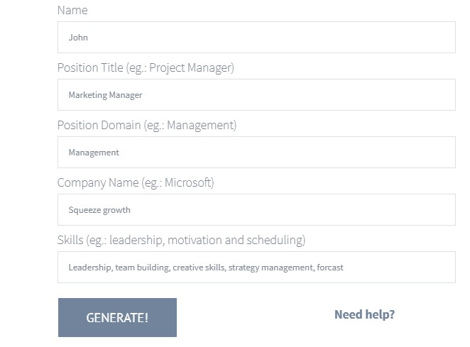 recomendation template form