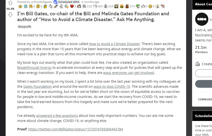 Reddit Ama post