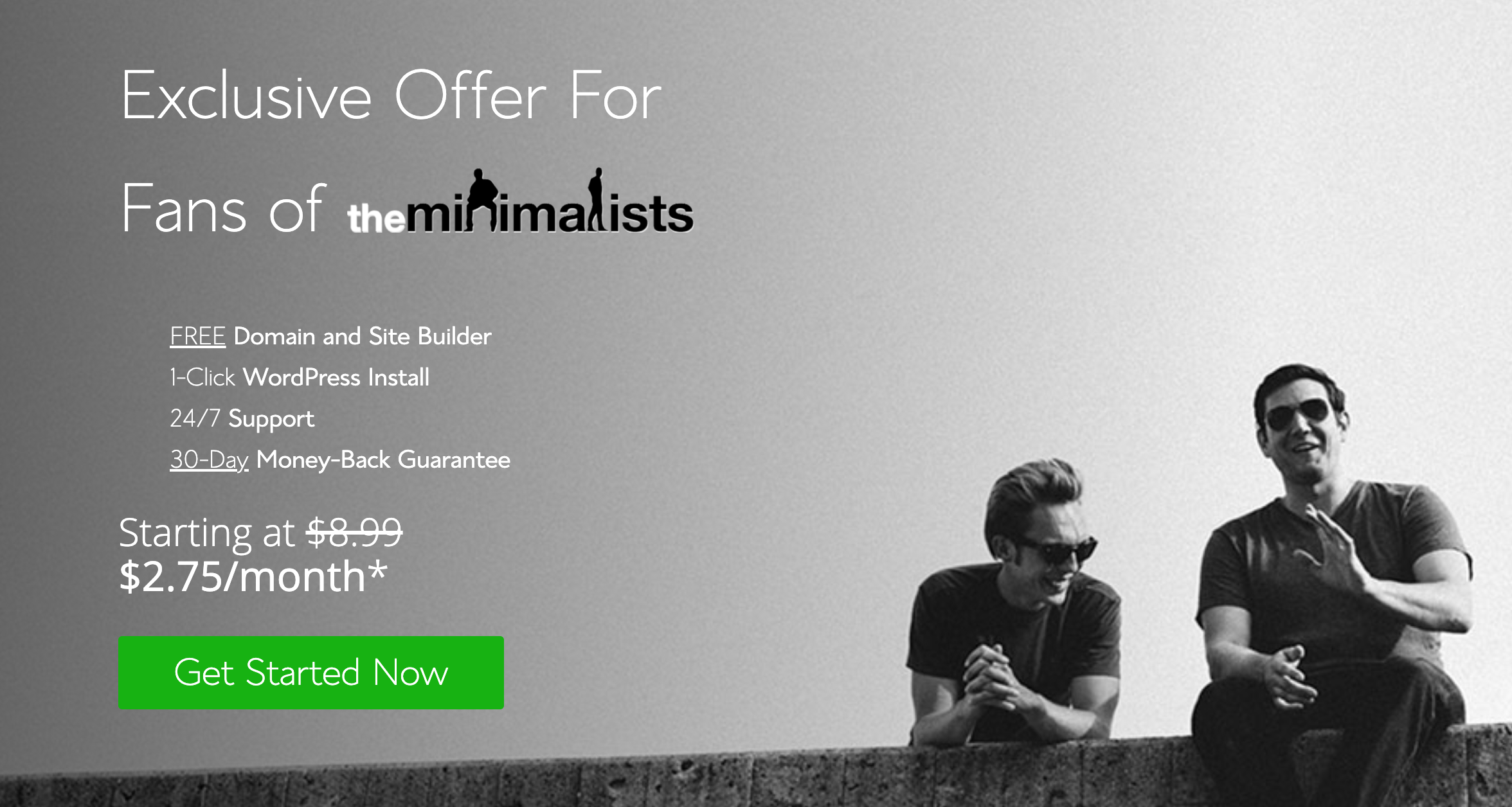 minimalists two special landing page