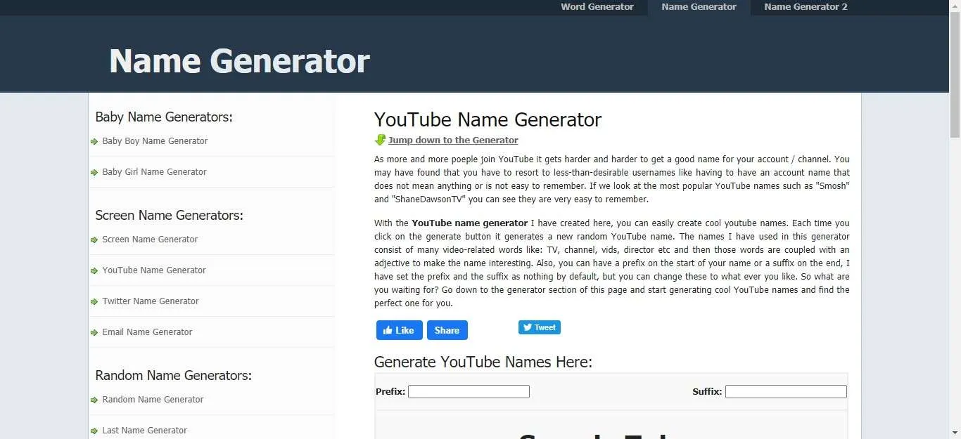 YouTube Name Generator