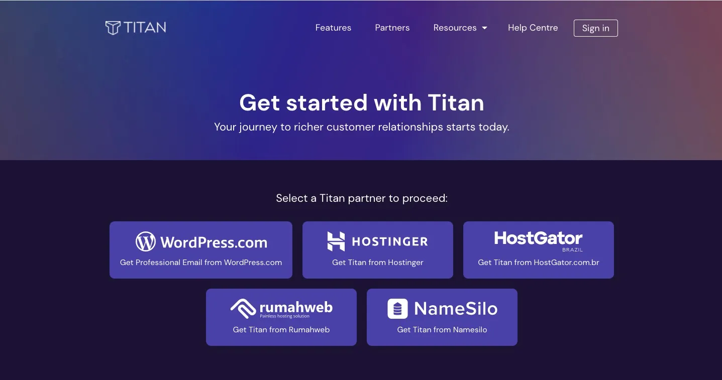 get started titan email