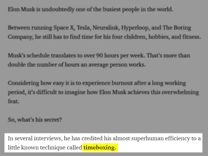 Elon Musk's Timeboxing Strategy