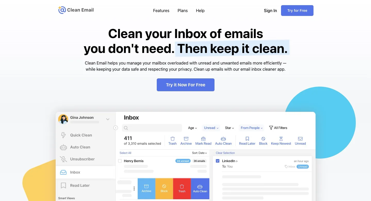 clean email overview