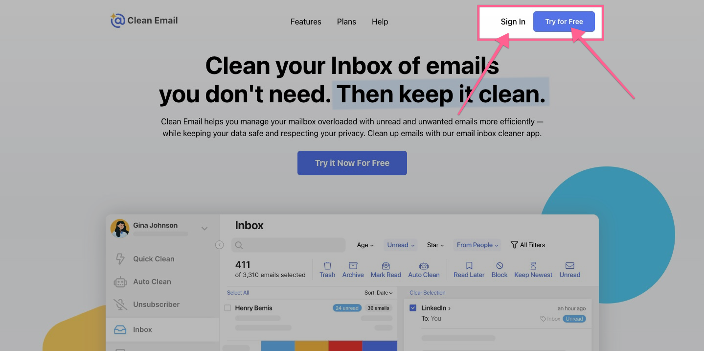 signup clean email
